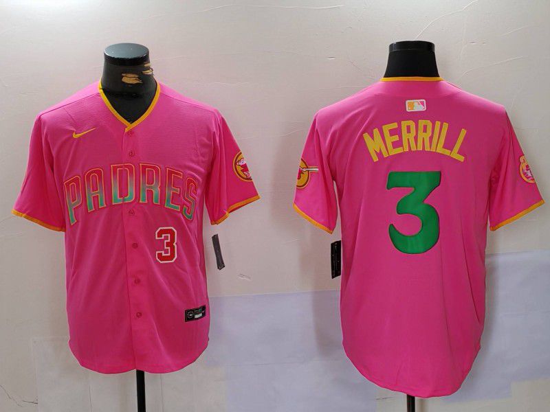 Men San Diego Padres #3 Merrill Pink Joint Name 2024 Nike MLB Jersey style 3->san diego padres->MLB Jersey